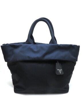 Prada 2-Way Bag Black Navy Nylon Leather Handbag